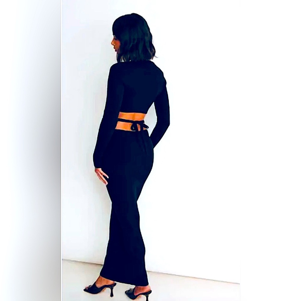 ZARA Wool Knit Body-Con Wool Knit Maxi Dress-Size S-Black RARE FIND READ!!